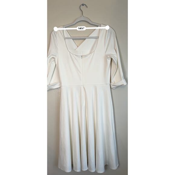 Black Halo cream knee length Jackie O Swing Dress size 10 - Picture 6 of 12